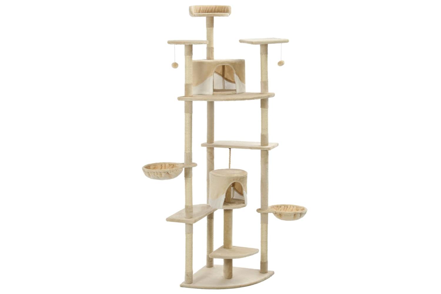 Cat Tree With Sisal Scratching Posts 203 Cm Beige And White-3