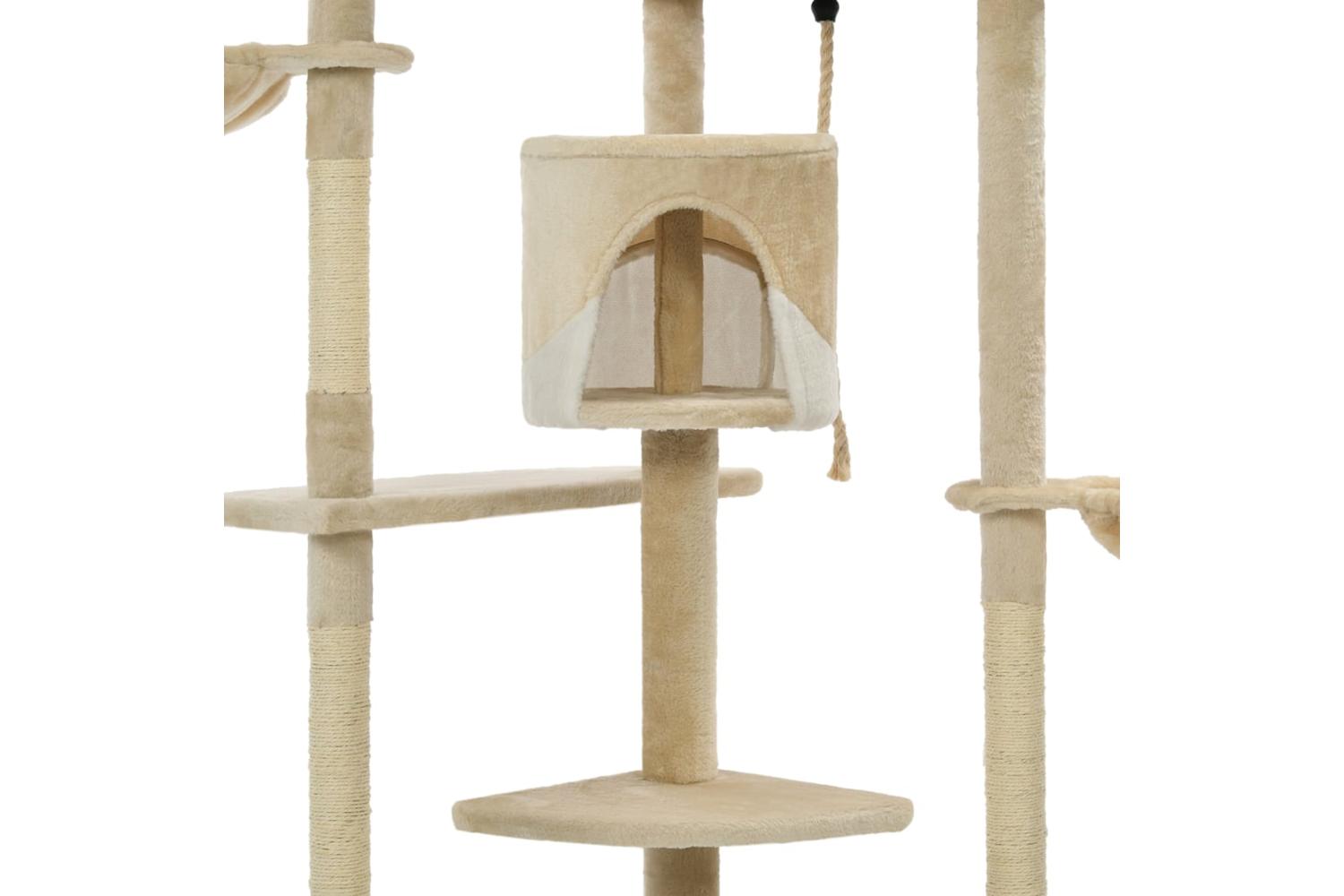 Cat Tree With Sisal Scratching Posts 203 Cm Beige And White-5