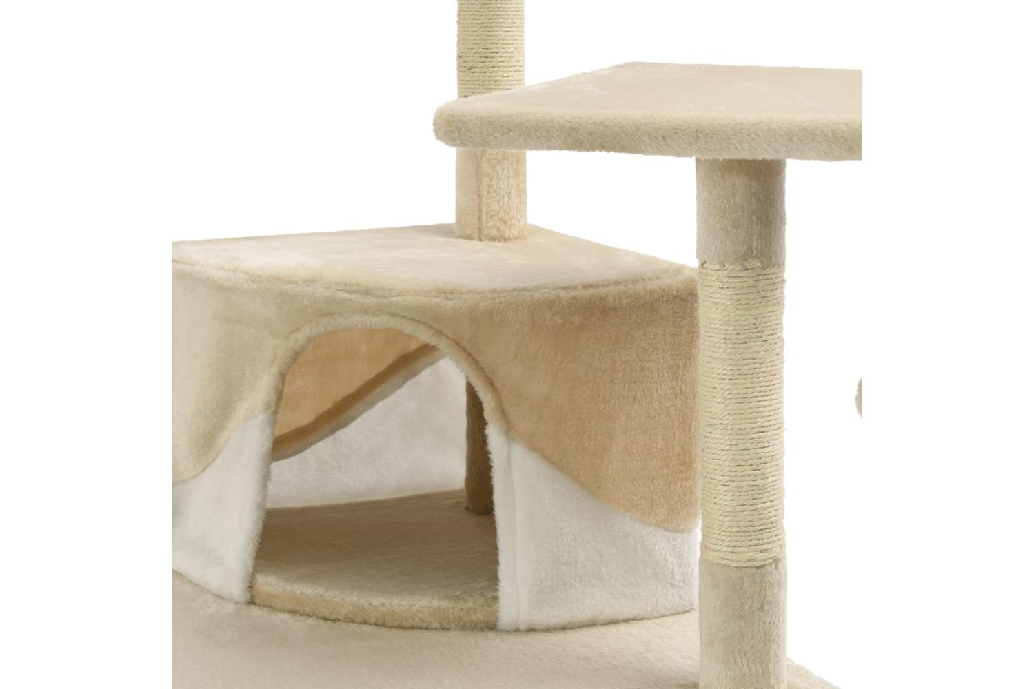 Cat Tree With Sisal Scratching Posts 203 Cm Beige And White-6