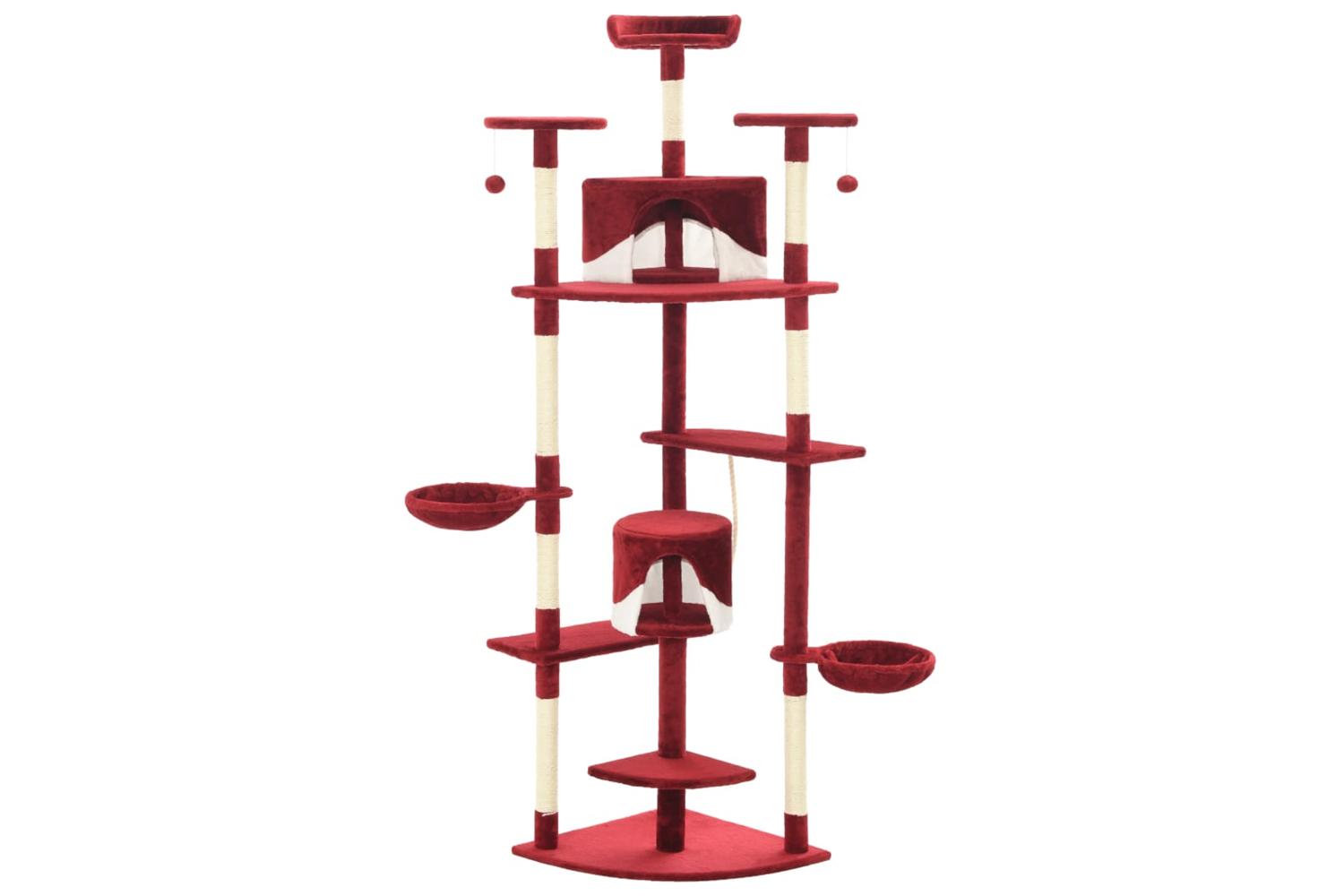 Cat Tree With Sisal Scratching Posts 203 Cm Red And White-2