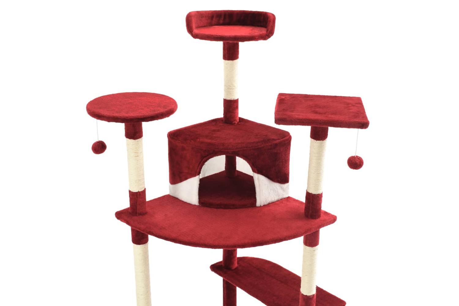 Cat Tree With Sisal Scratching Posts 203 Cm Red And White-4