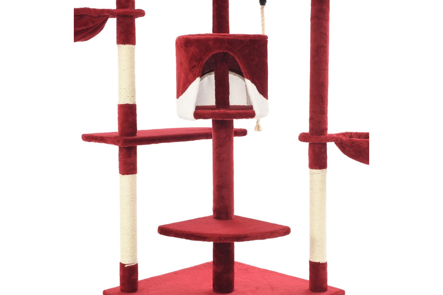 Cat Tree With Sisal Scratching Posts 203 Cm Red And White-5