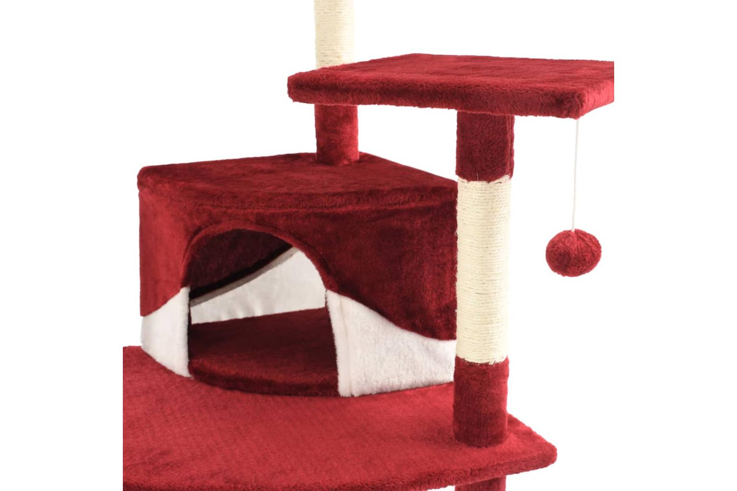 Cat Tree With Sisal Scratching Posts 203 Cm Red And White-6