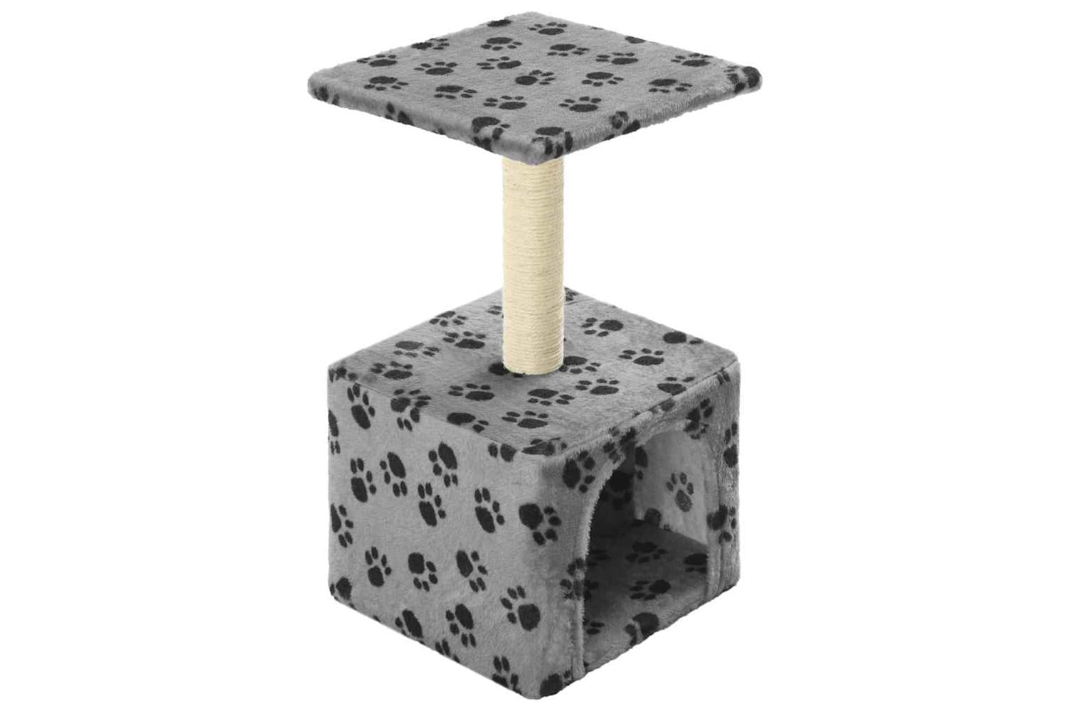 Cat Tree With Sisal Scratching Post 55 Cm Grey Paw Print-2