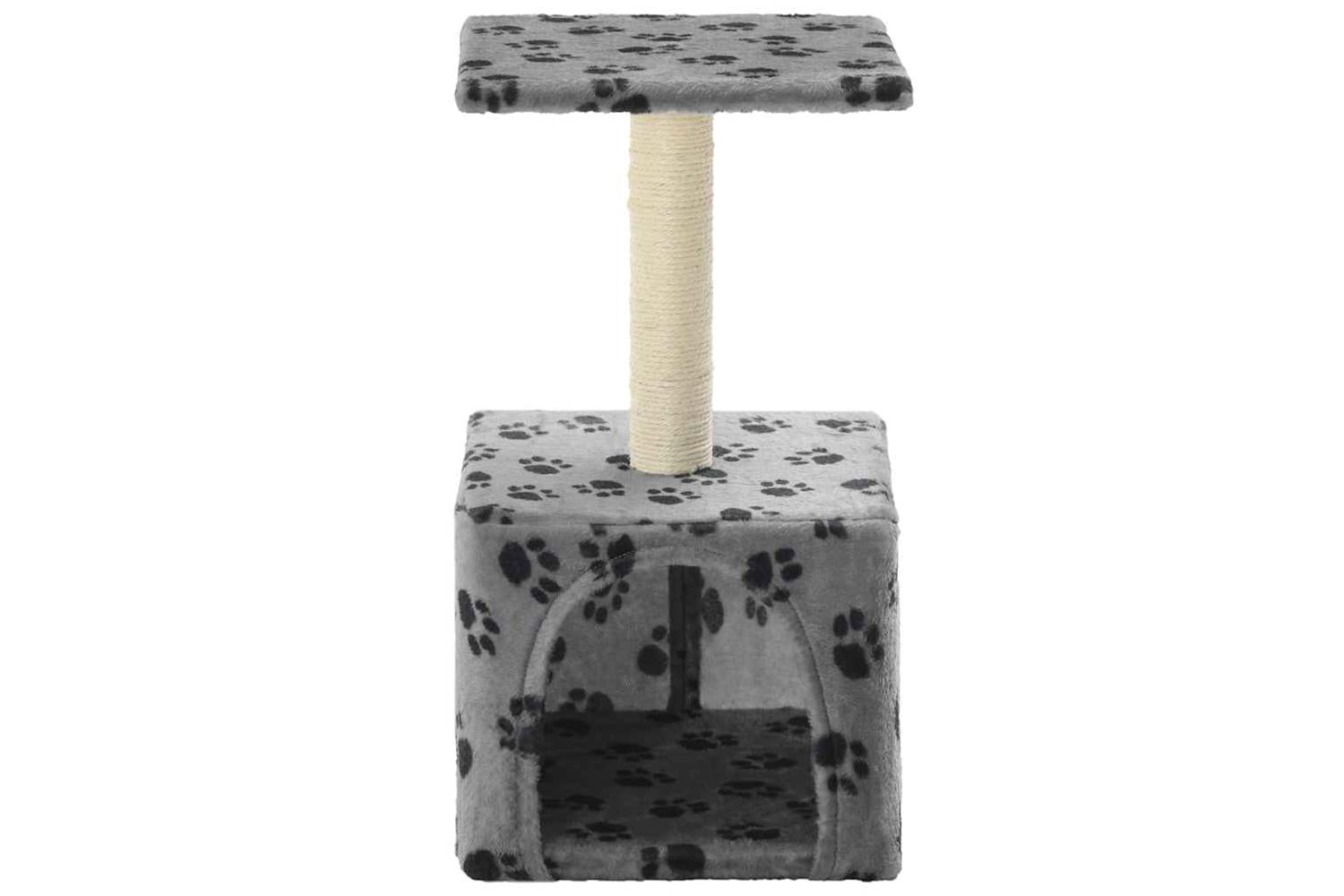 Cat Tree With Sisal Scratching Post 55 Cm Grey Paw Print-4