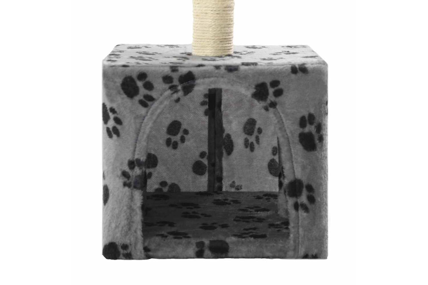 Cat Tree With Sisal Scratching Post 55 Cm Grey Paw Print-6