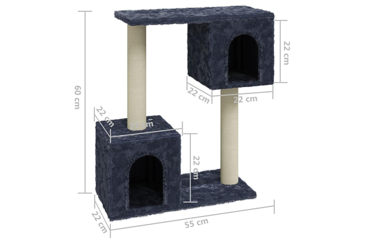 Cat Tree With Sisal Scratching Posts Dark Grey 60 Cm-6