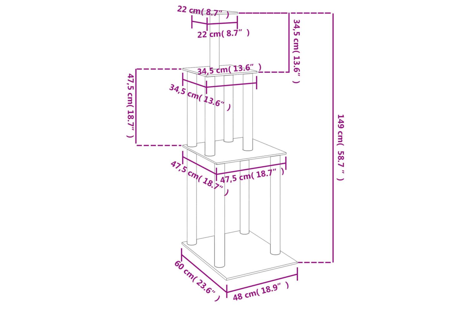 Cat Tree With Sisal Scratching Posts Cream 149 Cm-6