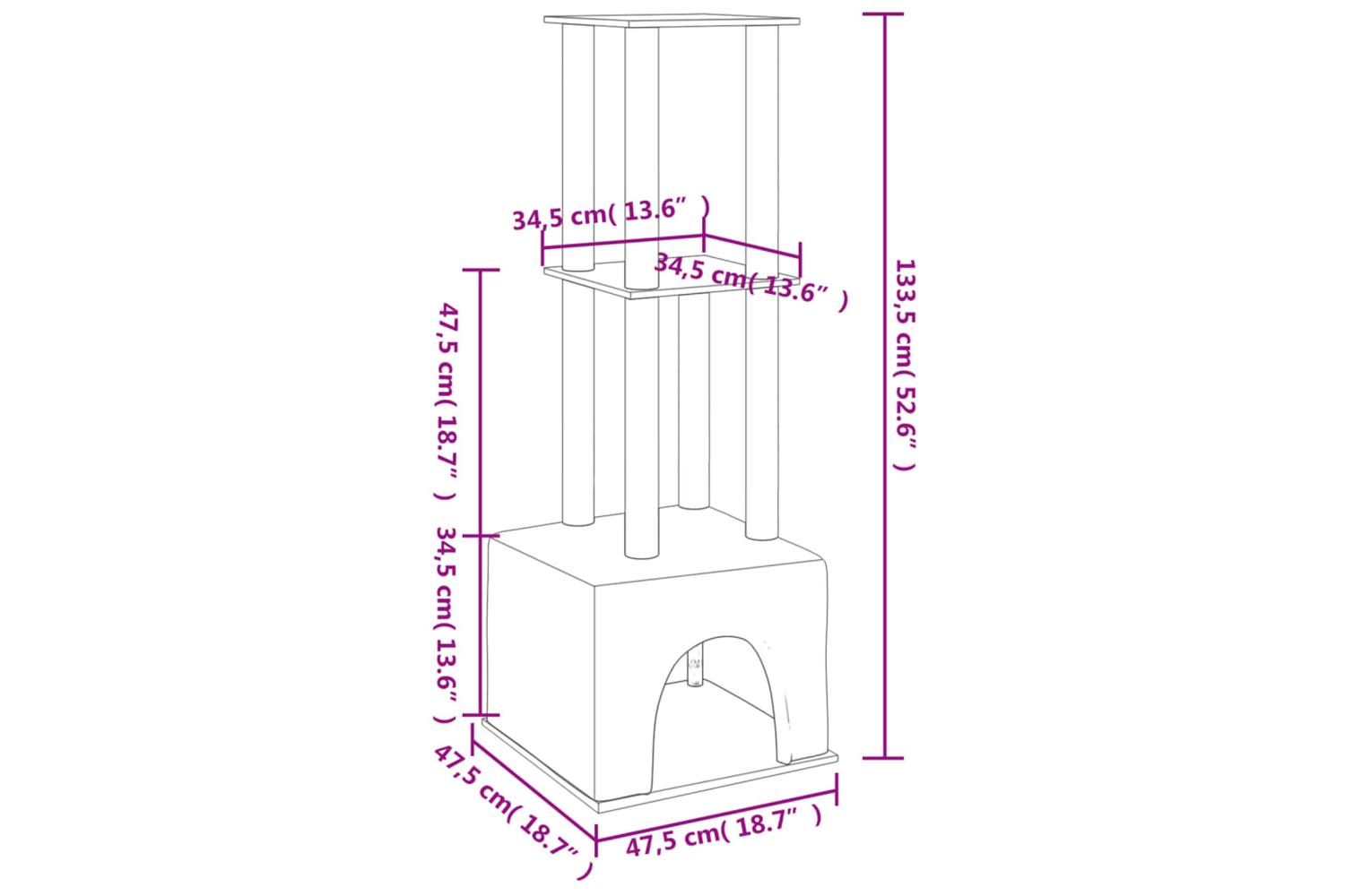 Cat Tree With Sisal Scratching Posts Dark Grey 1335 Cm-7