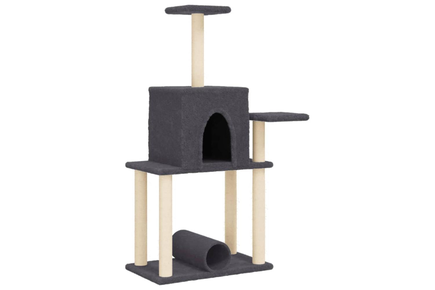 Cat Tree With Sisal Scratching Posts Dark Grey 122 Cm-2
