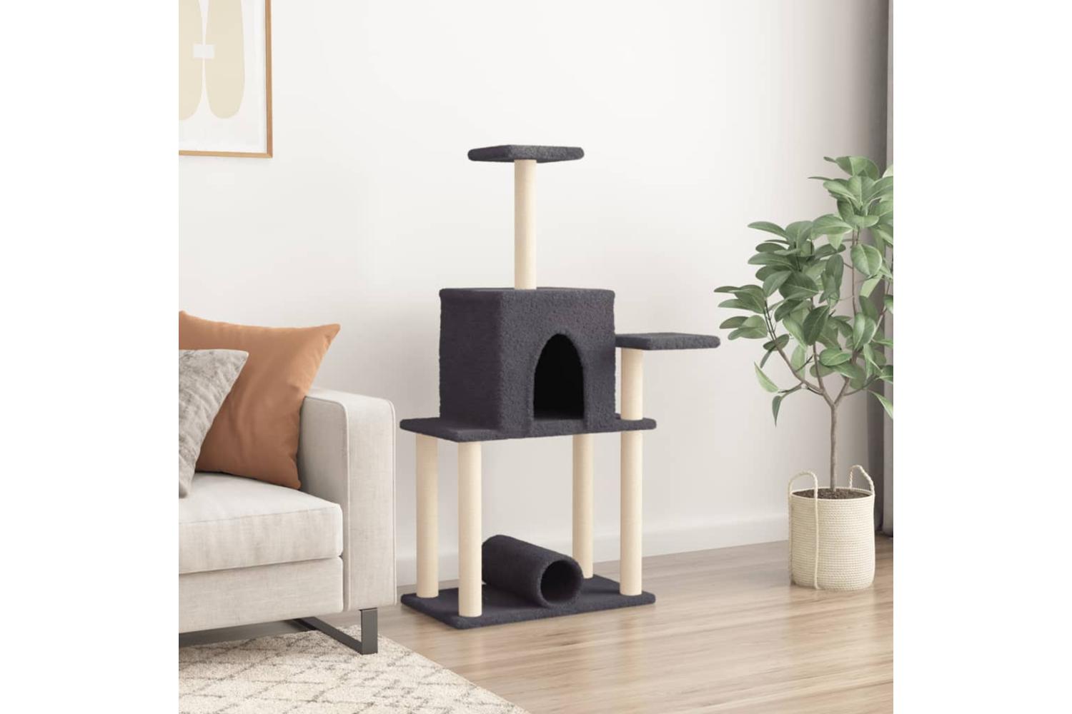 Cat Tree With Sisal Scratching Posts Dark Grey 122 Cm-3