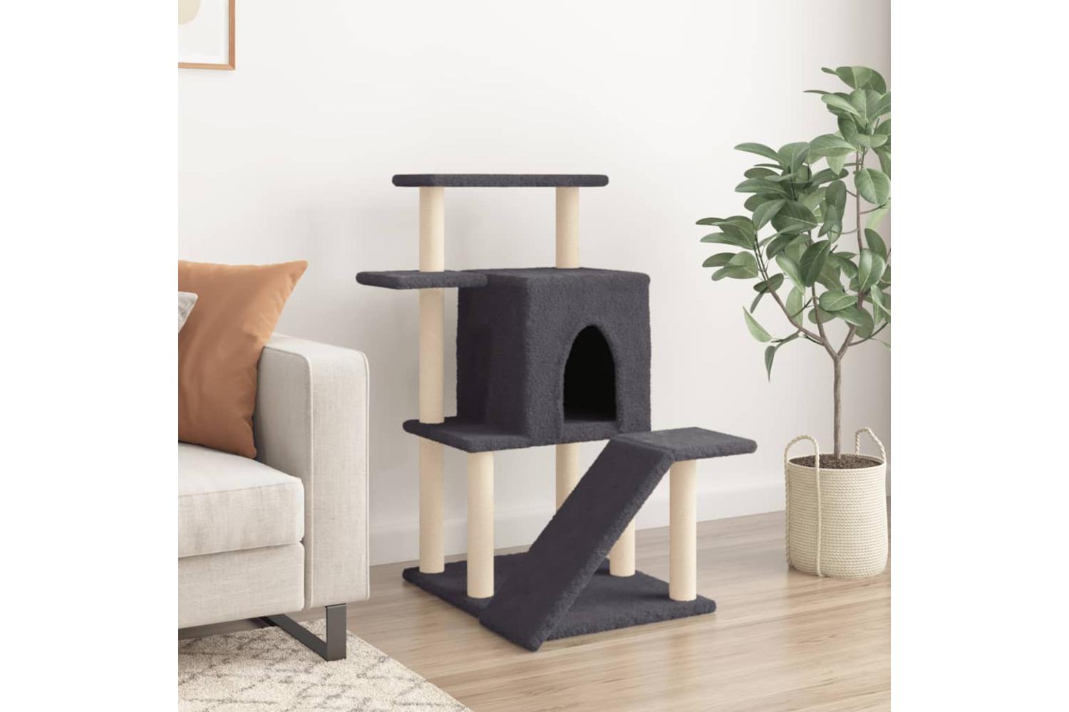 Cat Tree With Sisal Scratching Posts Dark Grey 97 Cm-3