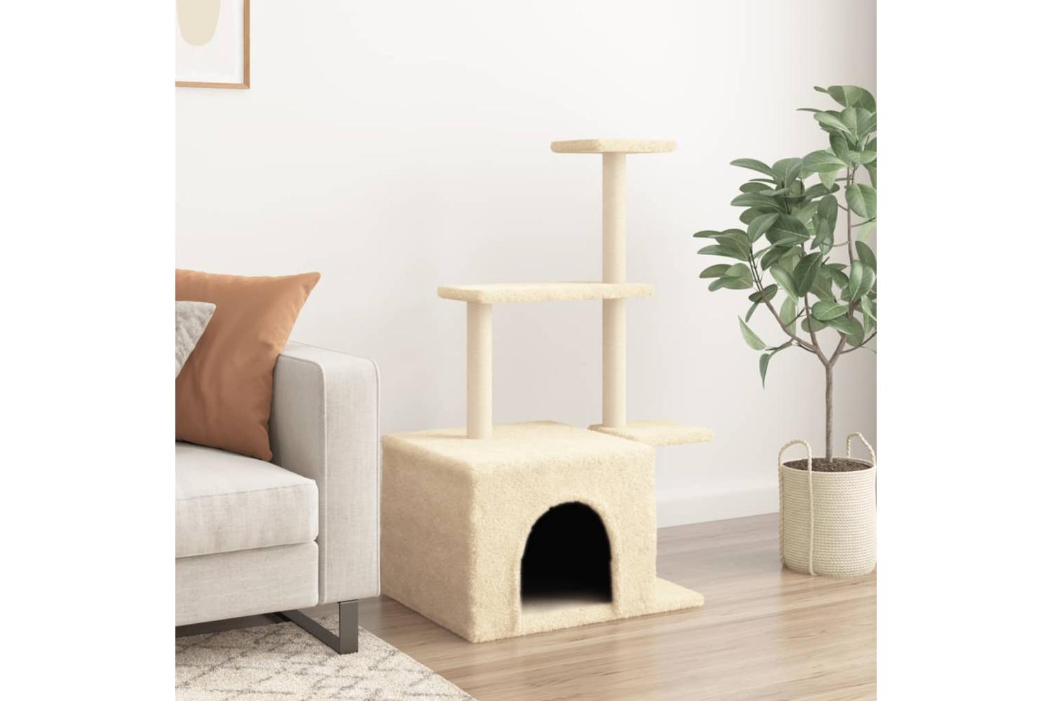 Cat Tree With Sisal Scratching Posts Cream 110 Cm-3