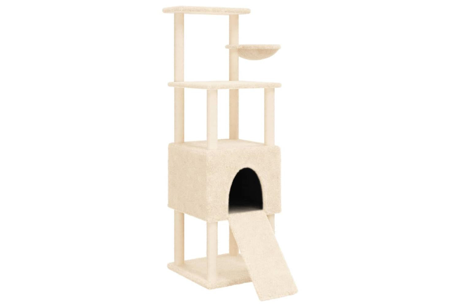 Cat Tree With Sisal Scratching Posts Cream 153 Cm-2