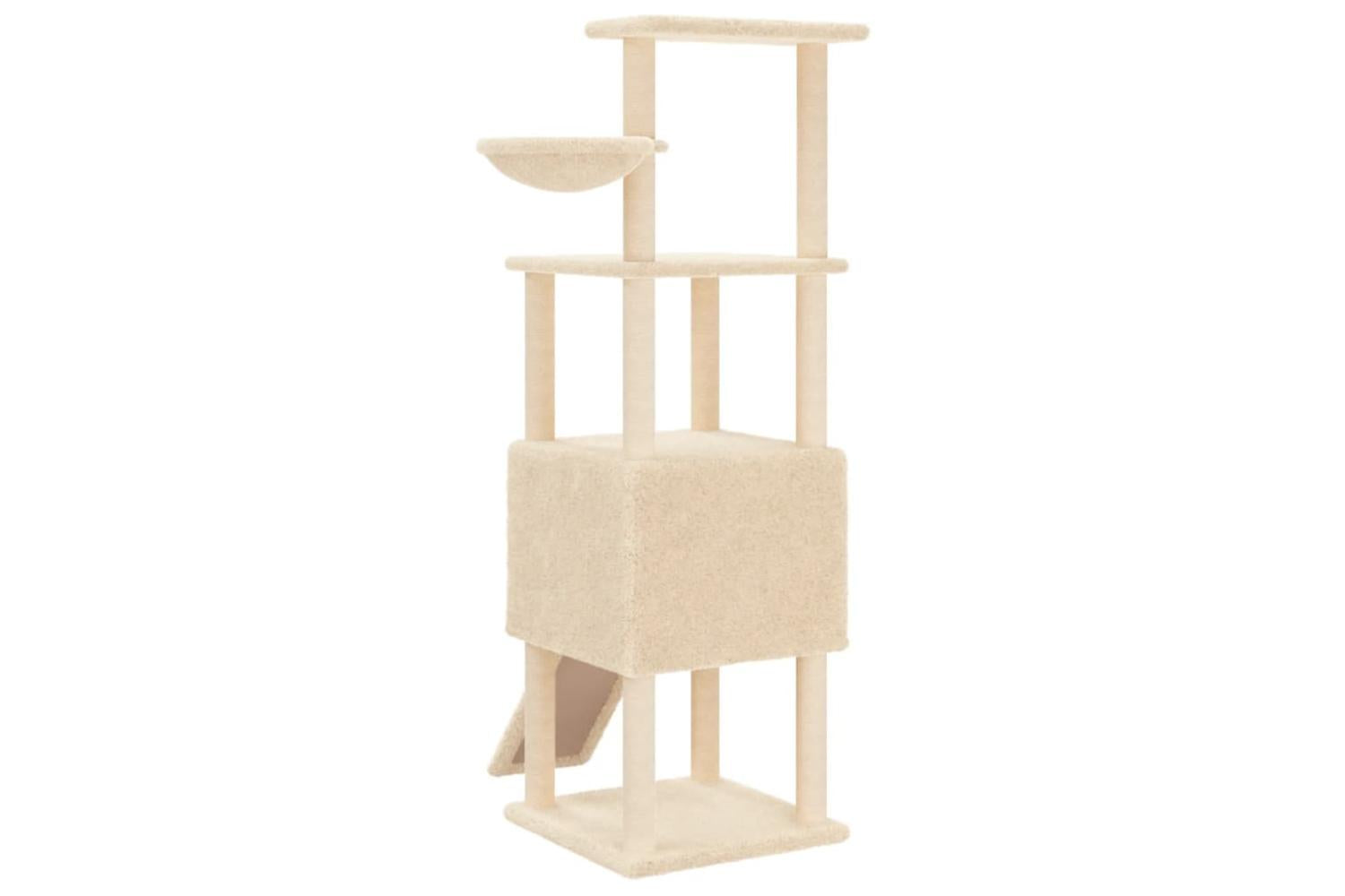 Cat Tree With Sisal Scratching Posts Cream 153 Cm-6