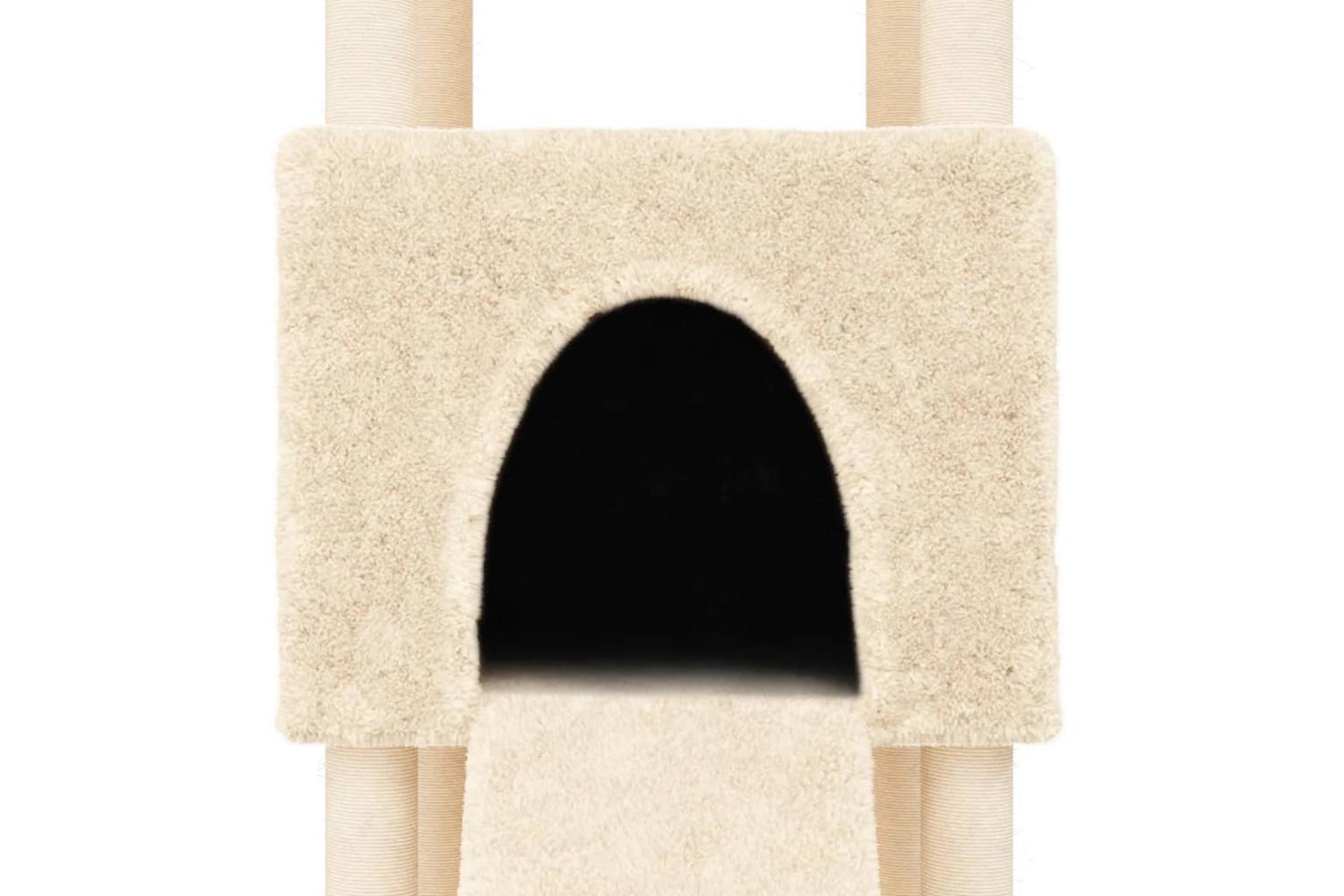 Cat Tree With Sisal Scratching Posts Cream 153 Cm-7