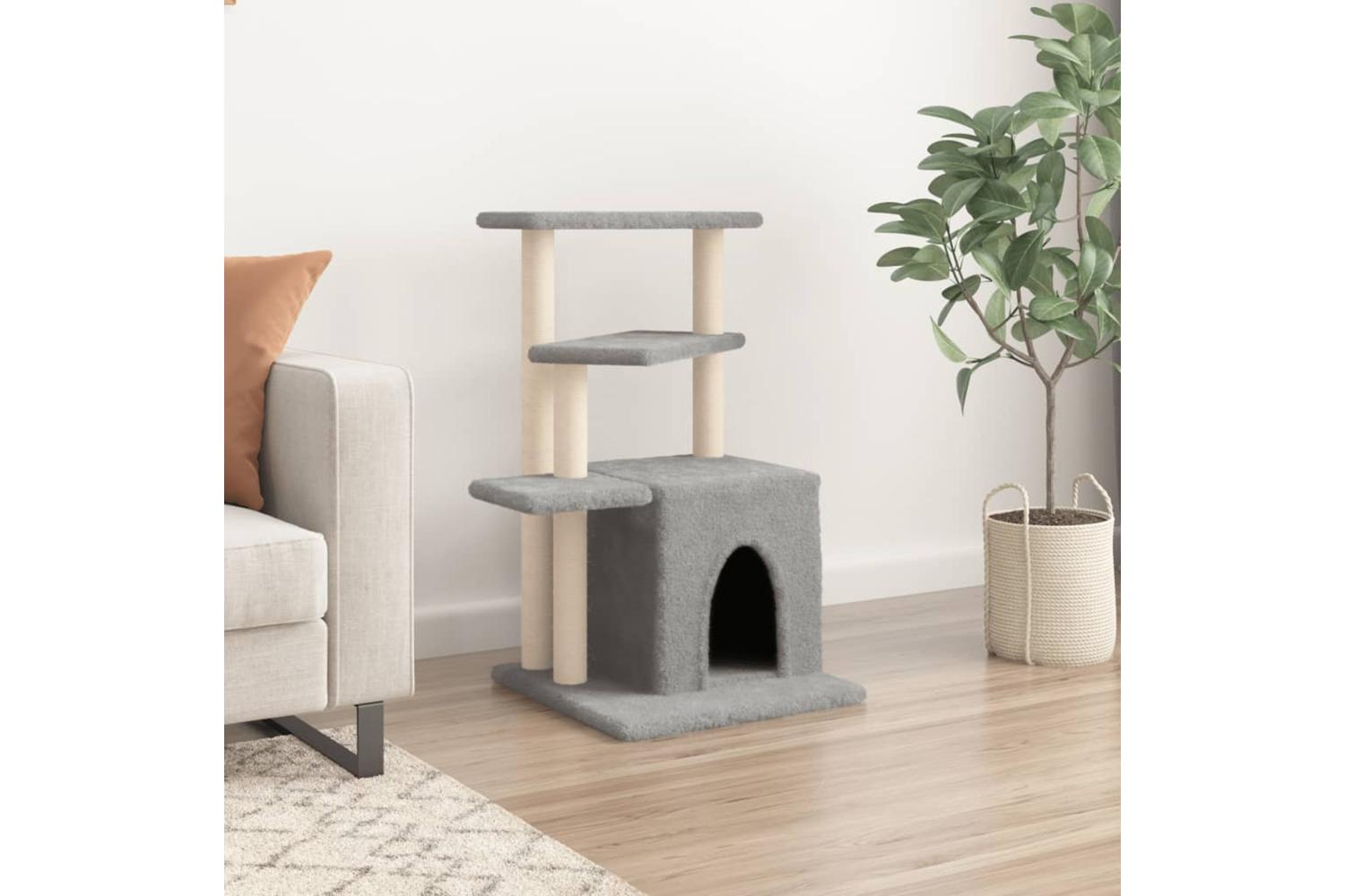 Cat Tree With Sisal Scratching Posts Light Grey 835 Cm-3