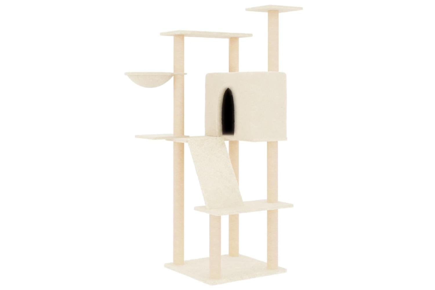 Cat Tree With Sisal Scratching Posts Cream 143 Cm-2