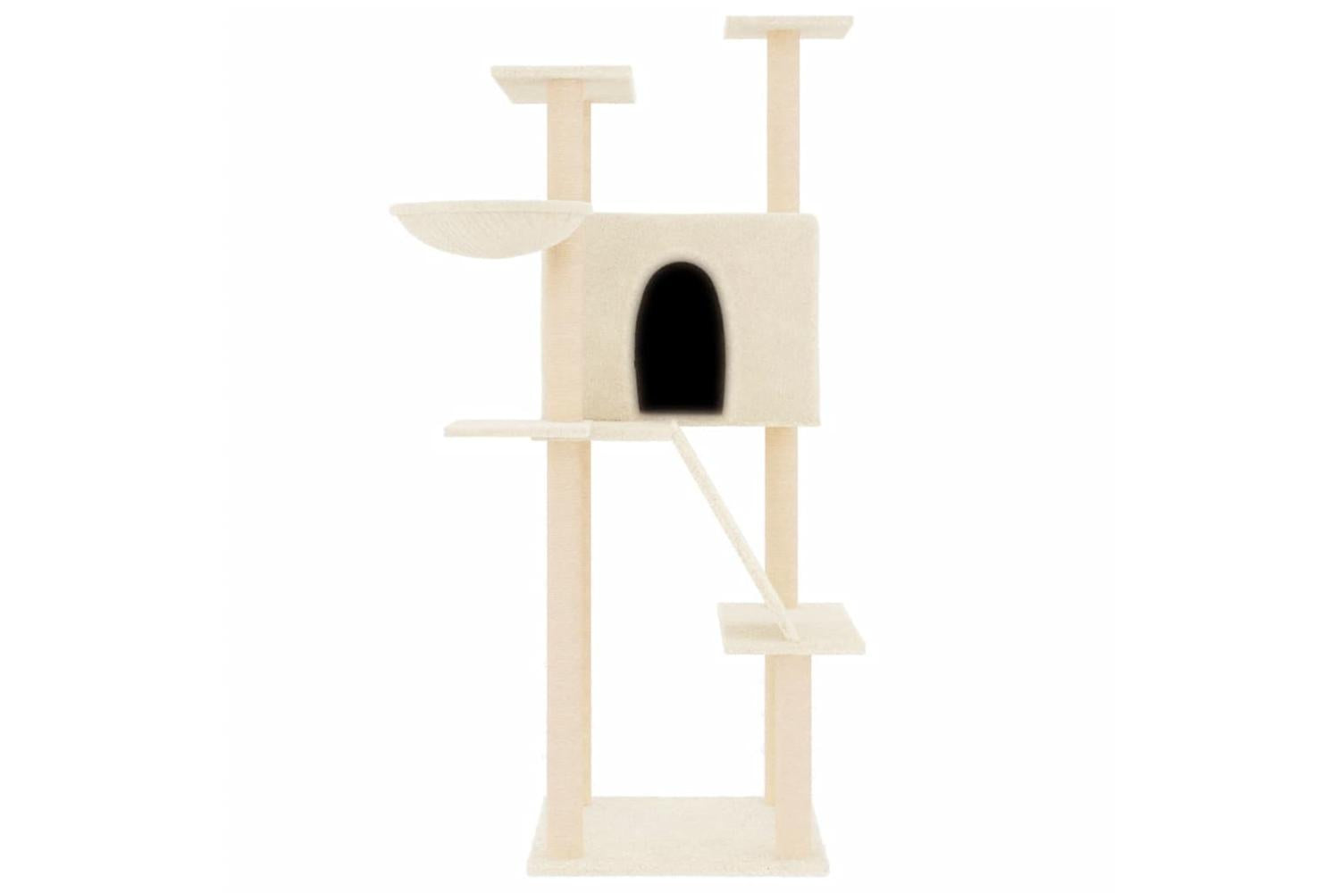 Cat Tree With Sisal Scratching Posts Cream 143 Cm-3