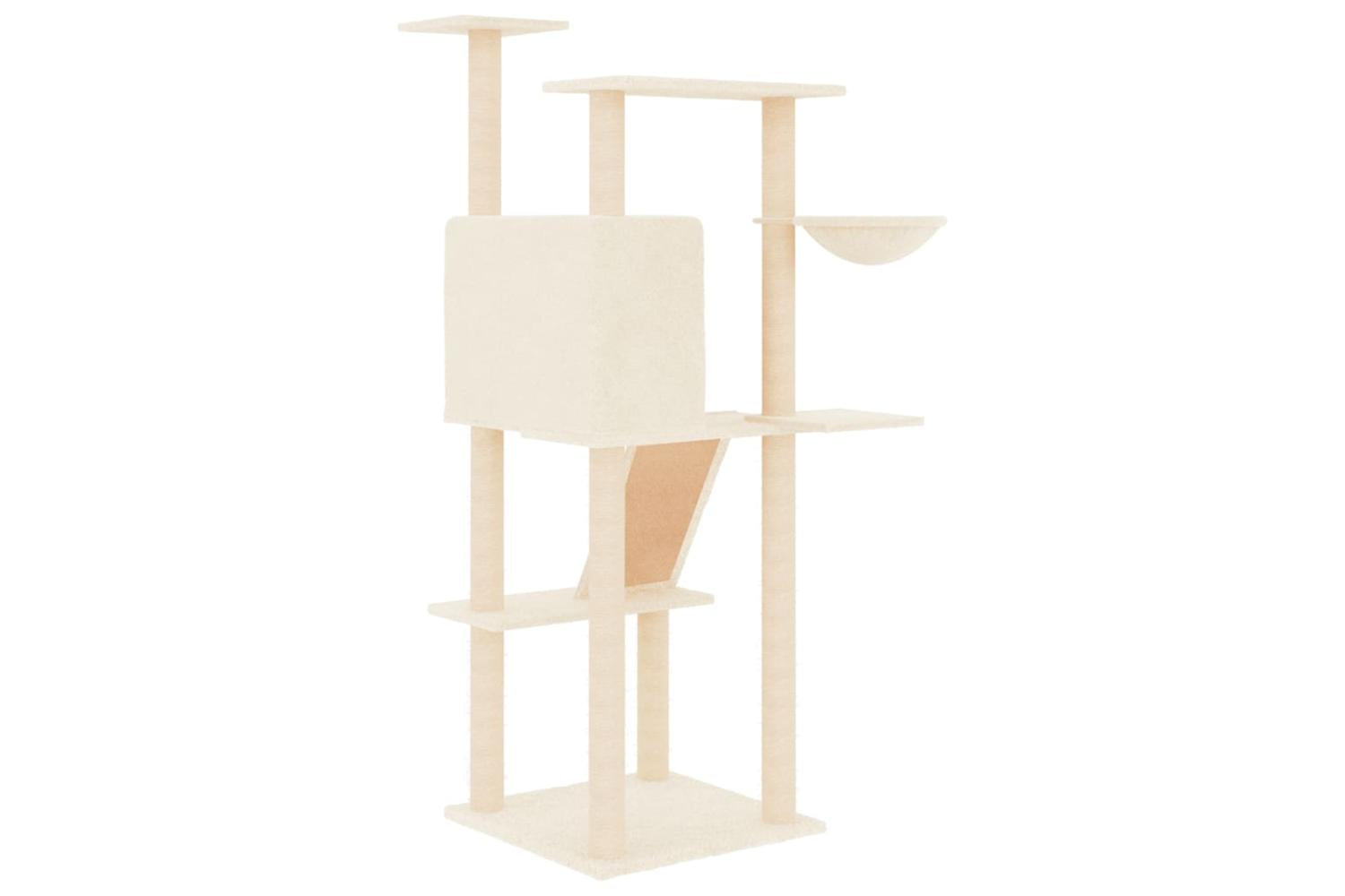 Cat Tree With Sisal Scratching Posts Cream 143 Cm-5