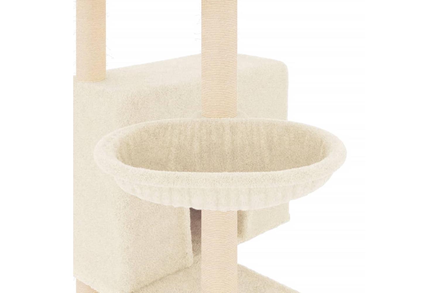 Cat Tree With Sisal Scratching Posts Cream 143 Cm-7