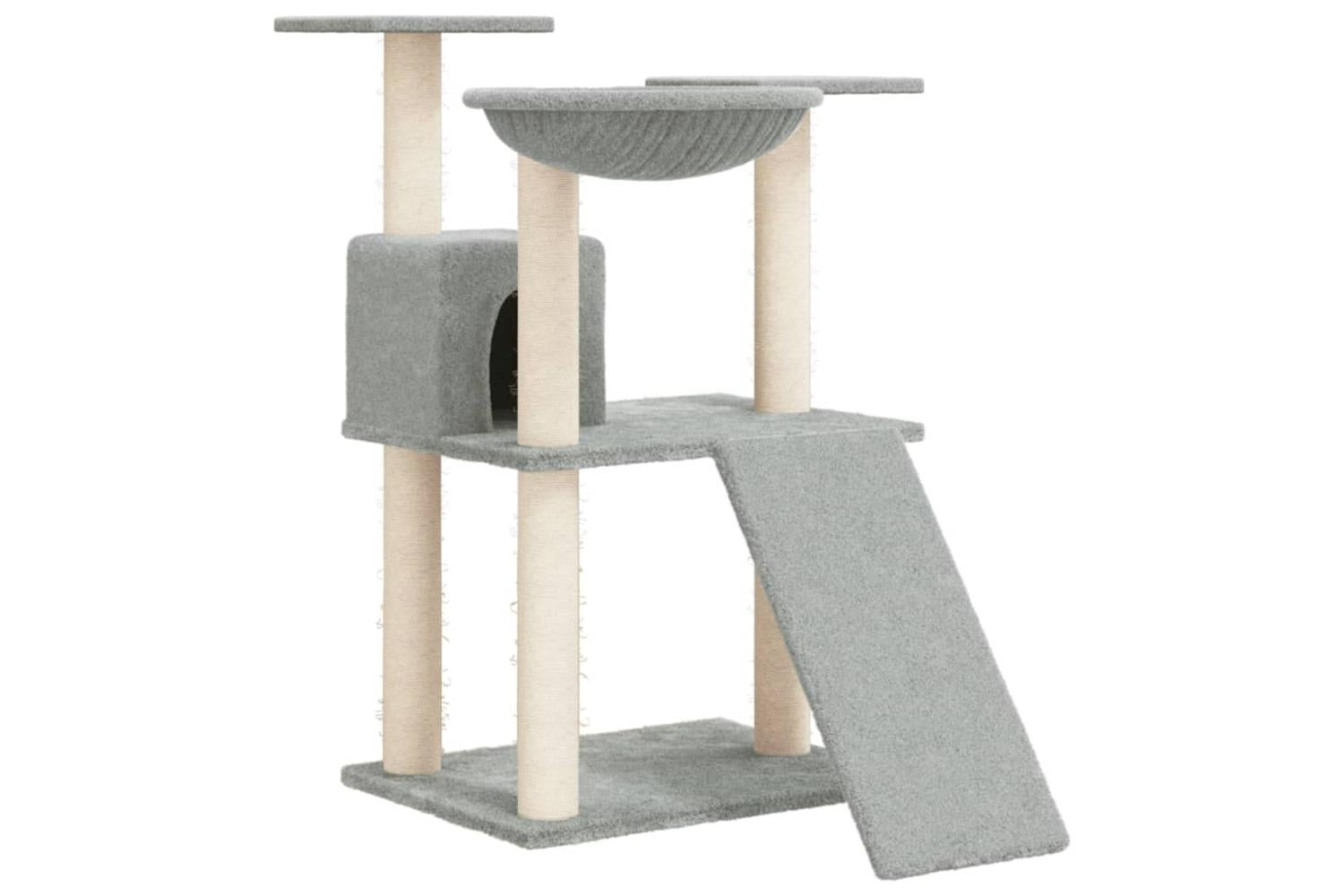 Cat Tree With Sisal Scratching Posts Light Grey 83 Cm-2