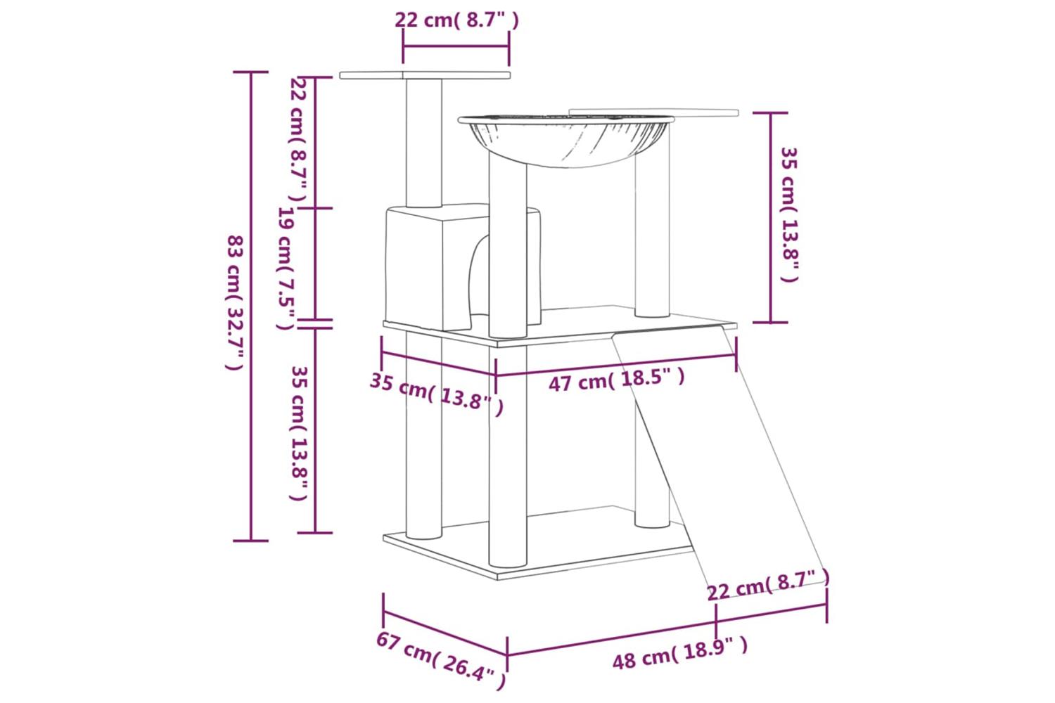 Cat Tree With Sisal Scratching Posts Light Grey 83 Cm-7