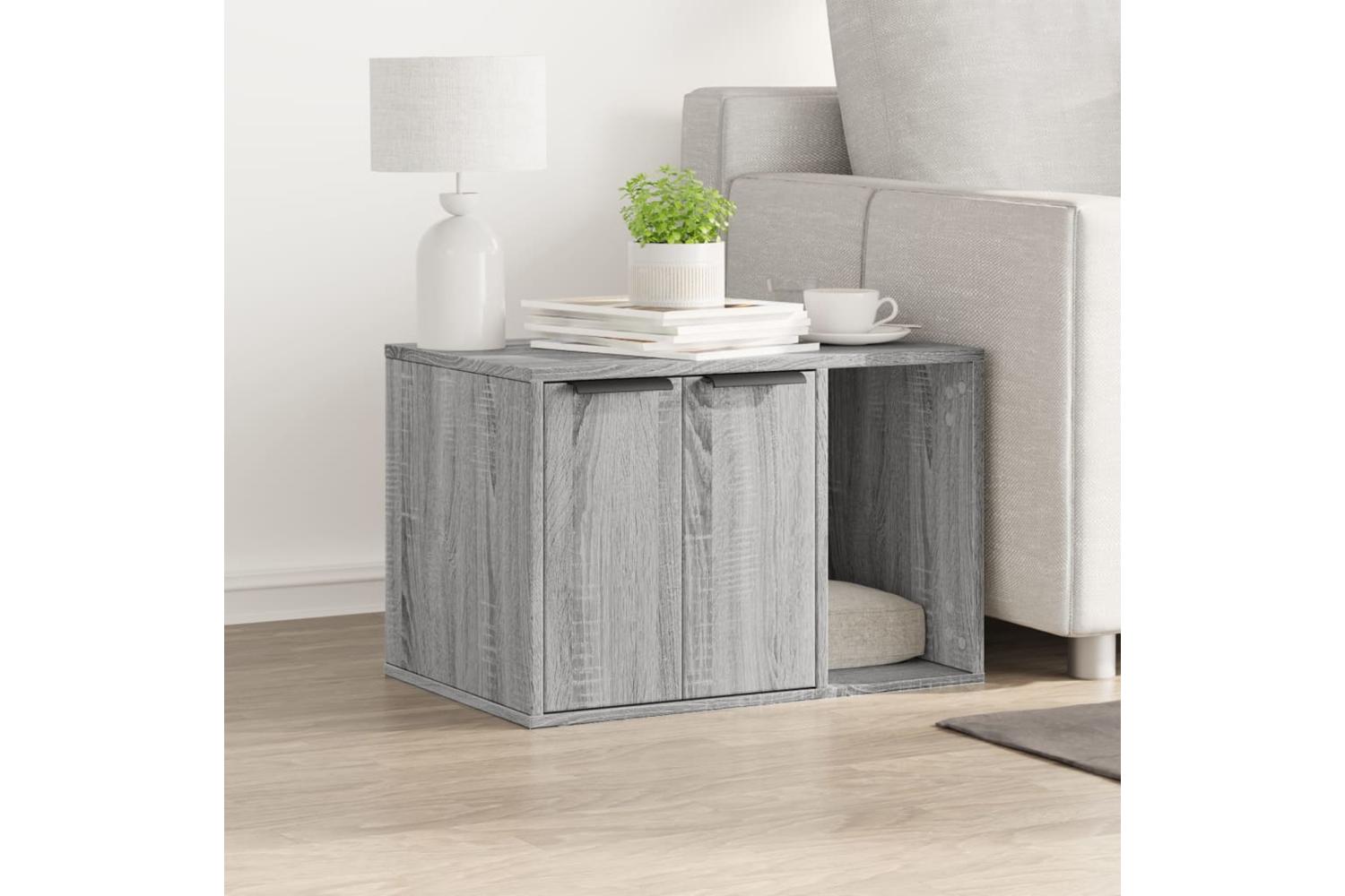 Cat Litter Box Enclosure Grey Sonoma 60x40x40 Cm Engineered Wood-3