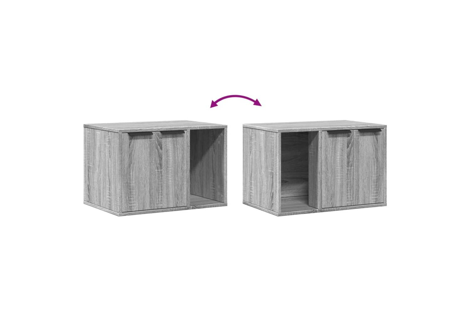 Cat Litter Box Enclosure Grey Sonoma 60x40x40 Cm Engineered Wood-8