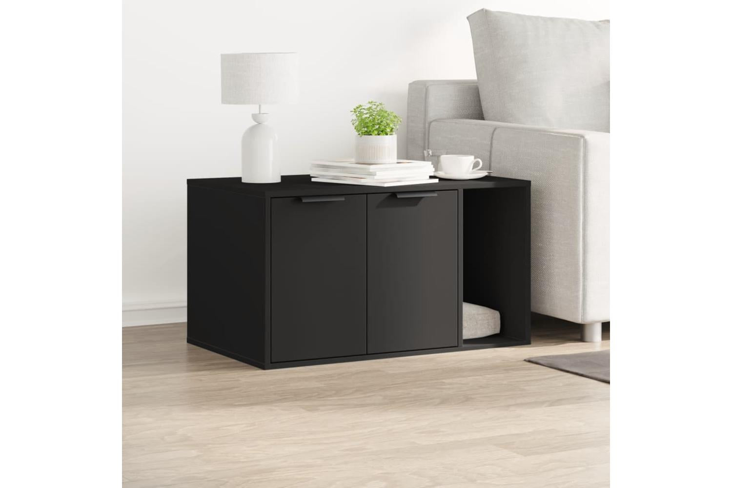 Cat Litter Box Enclosure Black 80x50x45 Cm Engineered Wood-3