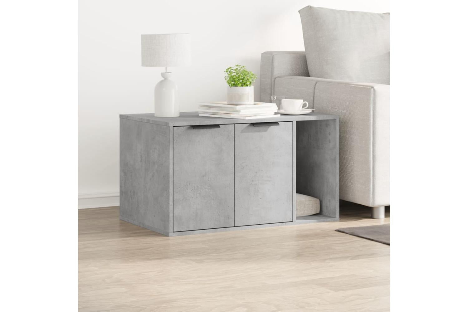 Cat Litter Box Enclosure Concrete Grey 80x50x45 Cm Engineered Wood-3