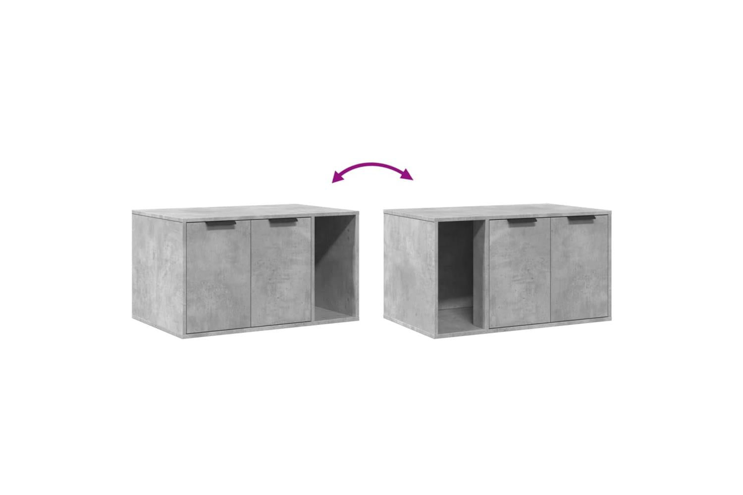 Cat Litter Box Enclosure Concrete Grey 80x50x45 Cm Engineered Wood-8