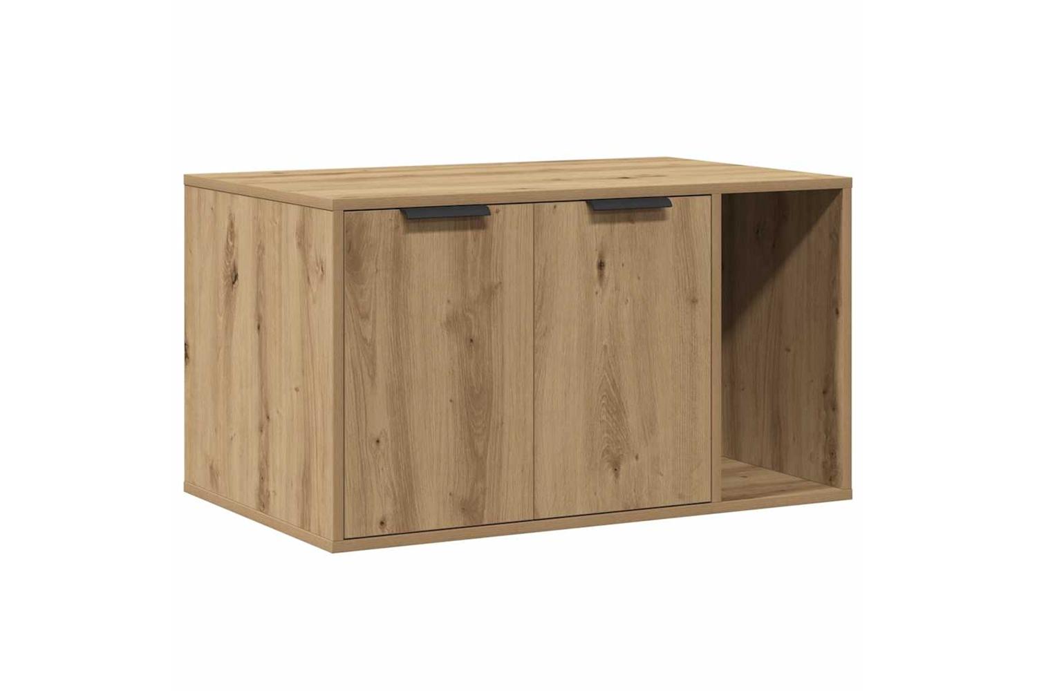 Cat Litter Box Enclosure Artisian Oak 80x50x45 Cm Engineered Wood-2