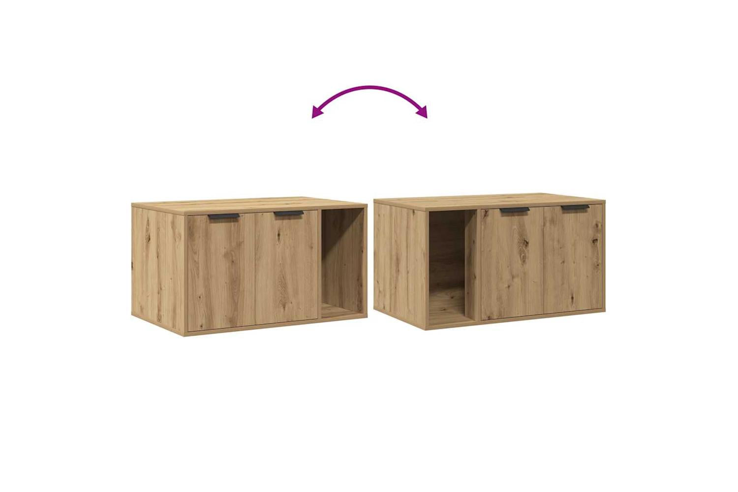 Cat Litter Box Enclosure Artisian Oak 80x50x45 Cm Engineered Wood-8