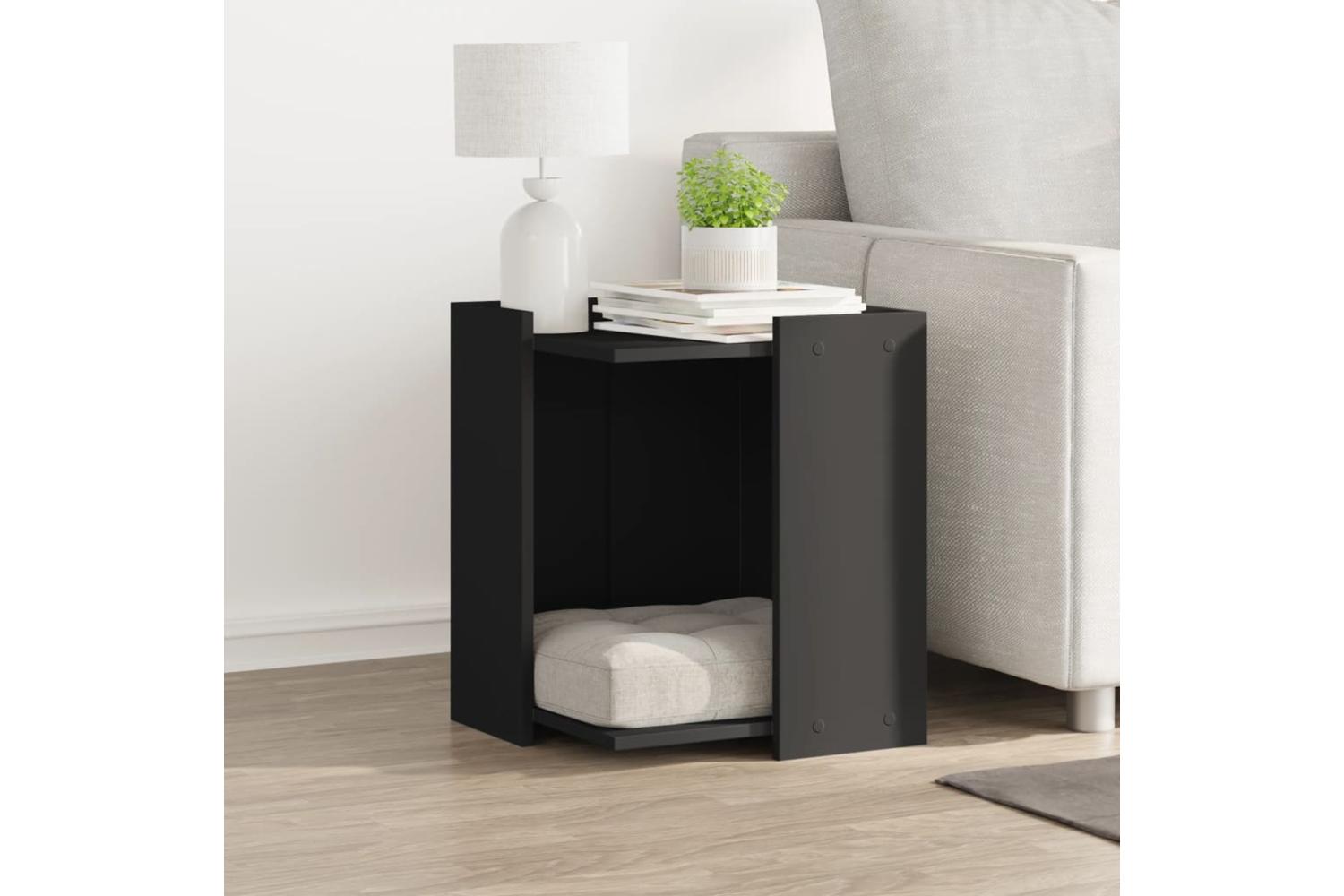 Cat Litter Box Enclosure Black 42x42x51 Cm Engineered Wood-3