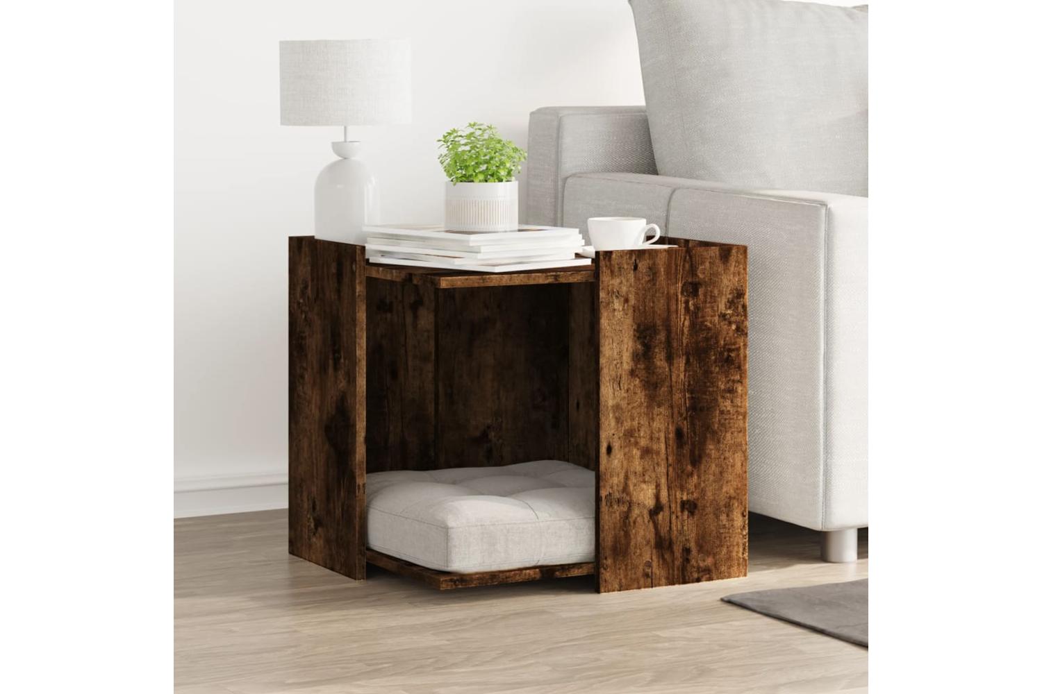 Cat Litter Box Enclosure Smoked Oak 53x53x51 Cm Engineered Wood-3