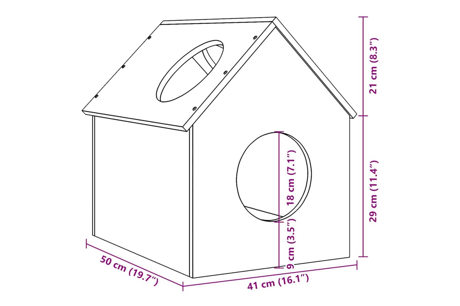 Cat House 41x50x50 Cm Solid Wood Pine-7