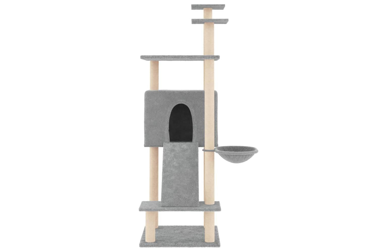 Cat Tree With Sisal Scratching Posts Light Grey 153 Cm-3