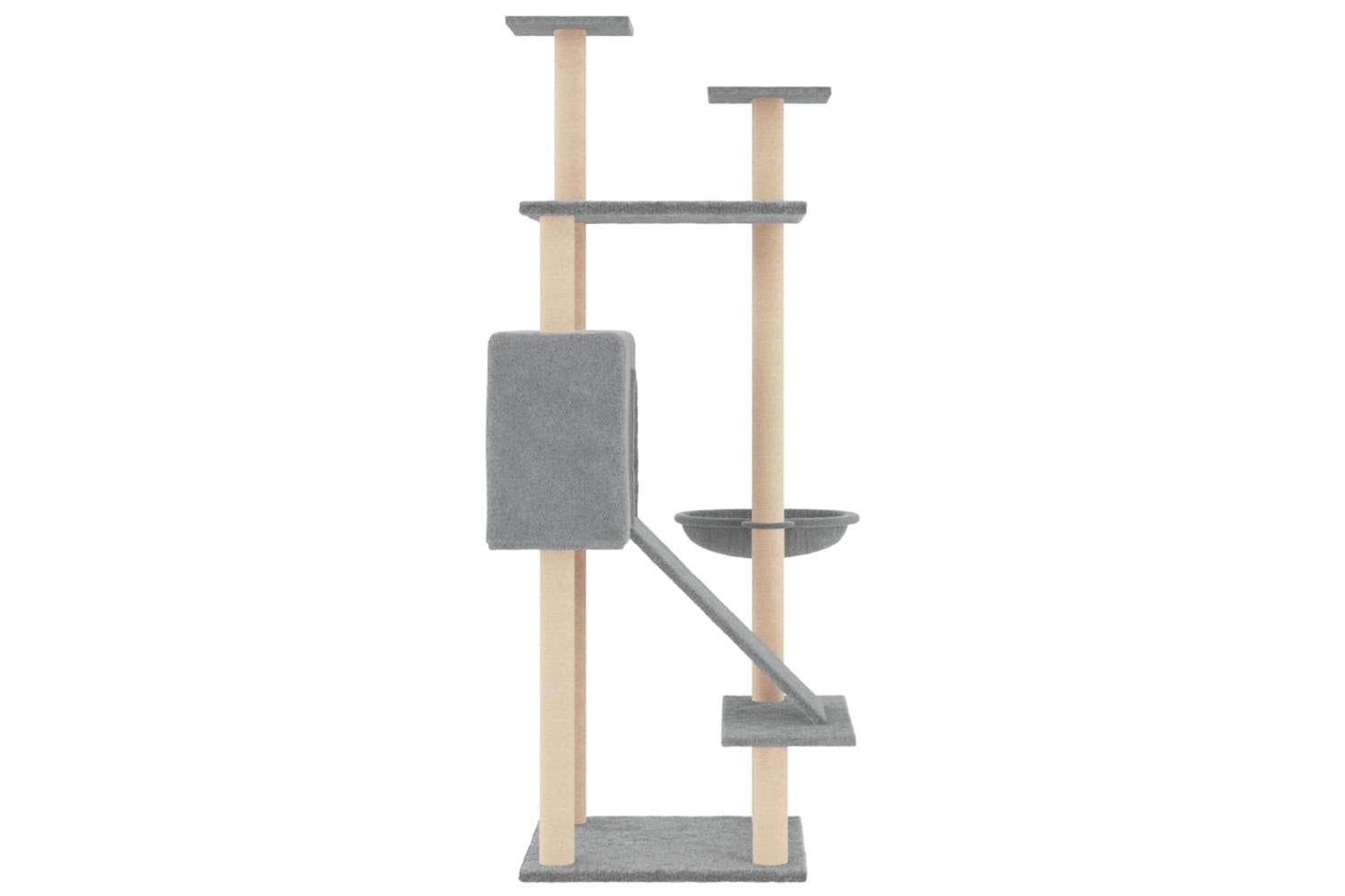 Cat Tree With Sisal Scratching Posts Light Grey 153 Cm-4