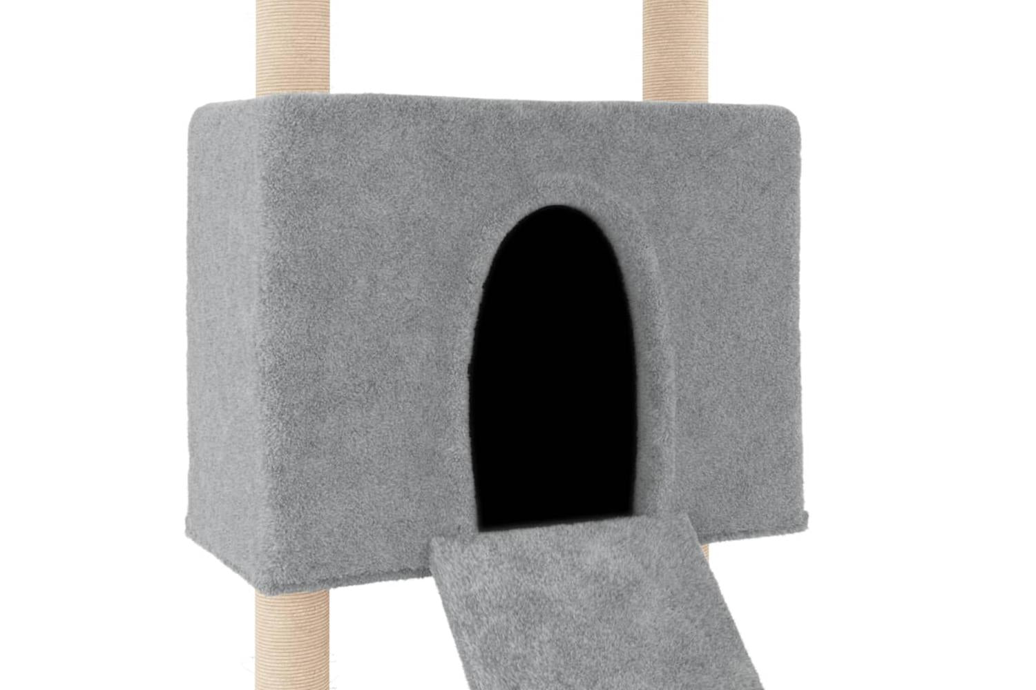 Cat Tree With Sisal Scratching Posts Light Grey 153 Cm-6