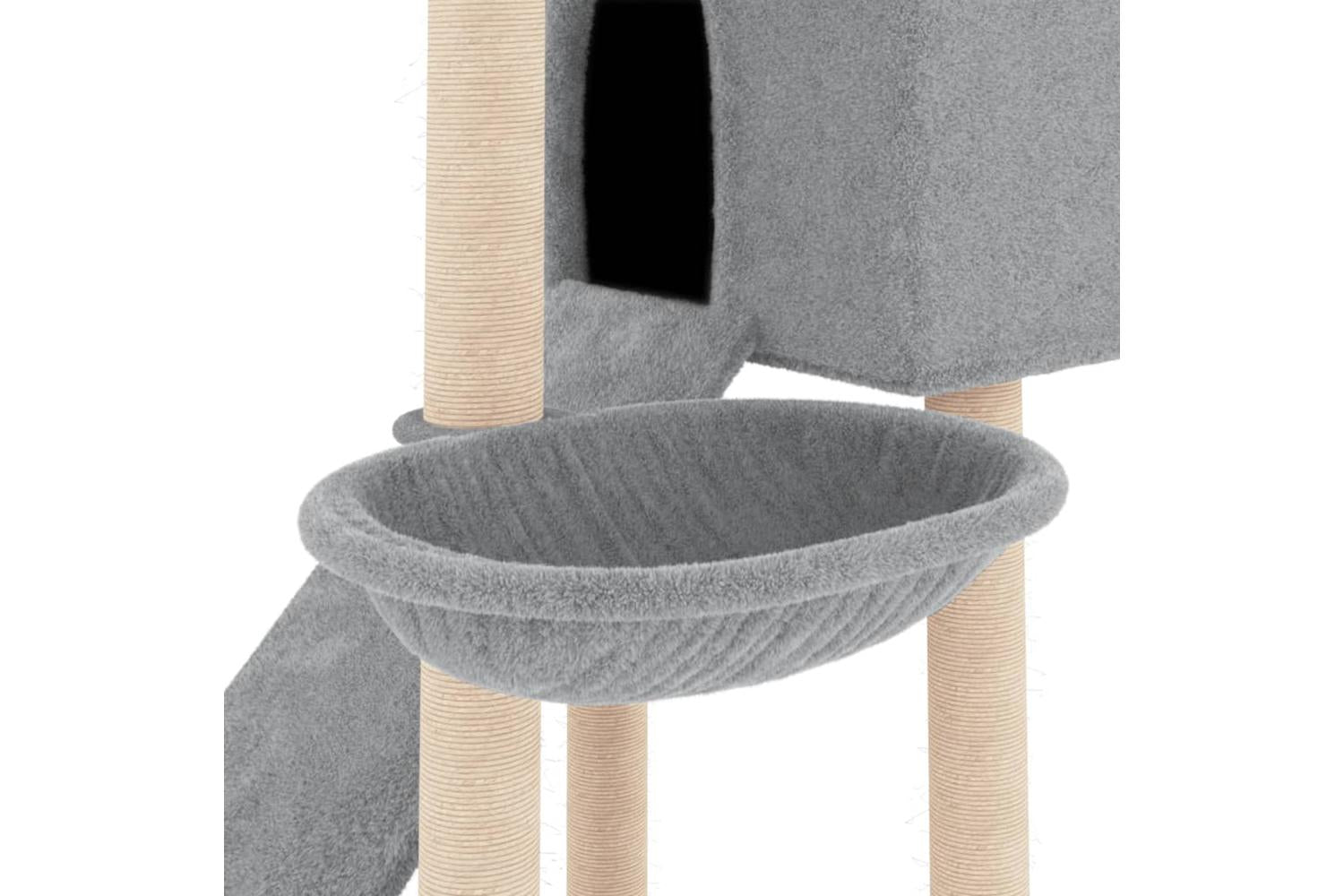 Cat Tree With Sisal Scratching Posts Light Grey 153 Cm-7