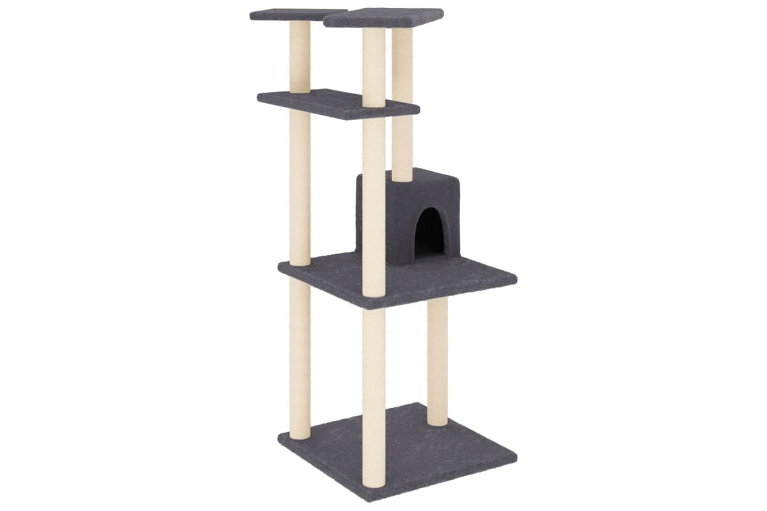 Cat Tree With Sisal Scratching Posts Dark Grey 123 Cm-2