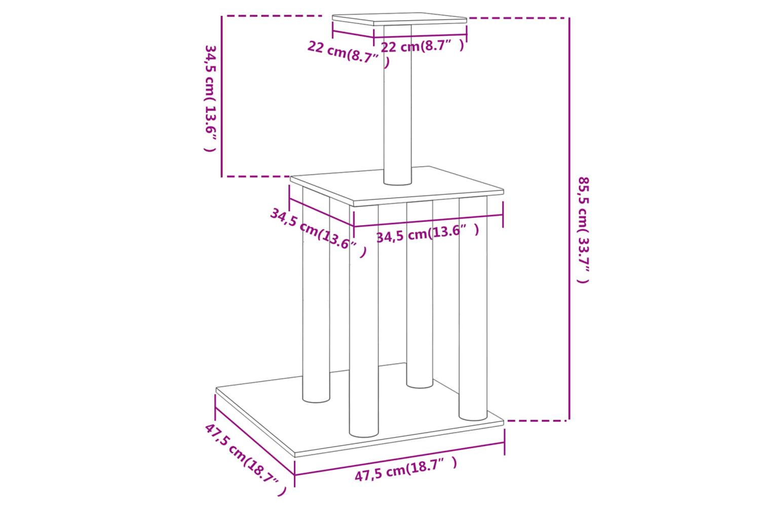 Cat Tree With Sisal Scratching Posts Light Grey 855 Cm-5