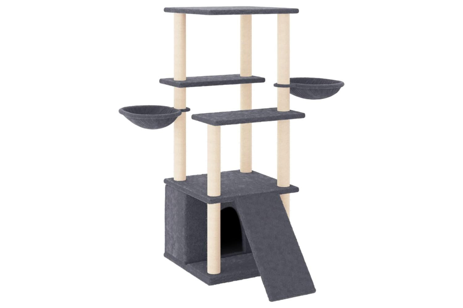 Cat Tree With Sisal Scratching Posts Dark Grey 133 Cm-2