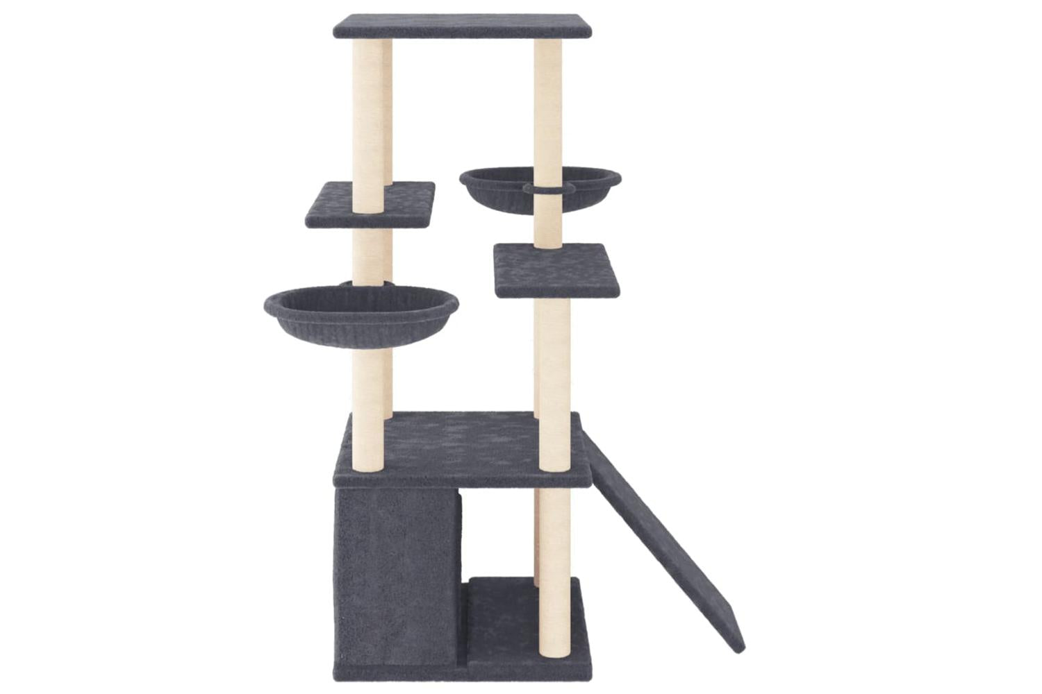 Cat Tree With Sisal Scratching Posts Dark Grey 133 Cm-4