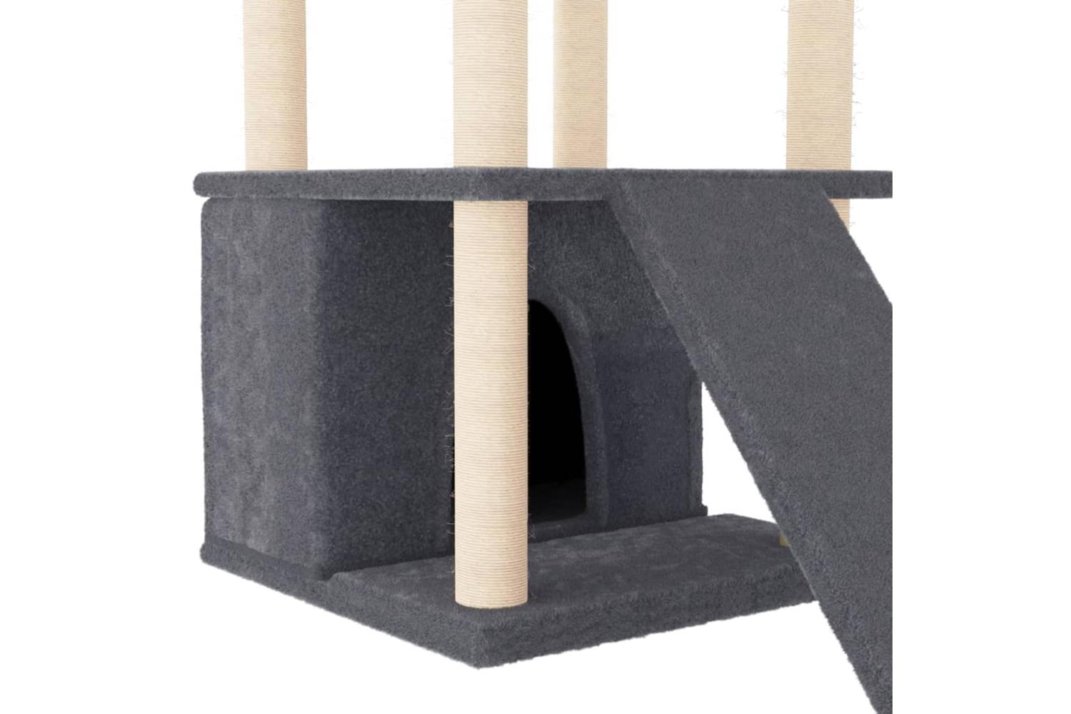 Cat Tree With Sisal Scratching Posts Dark Grey 133 Cm-7