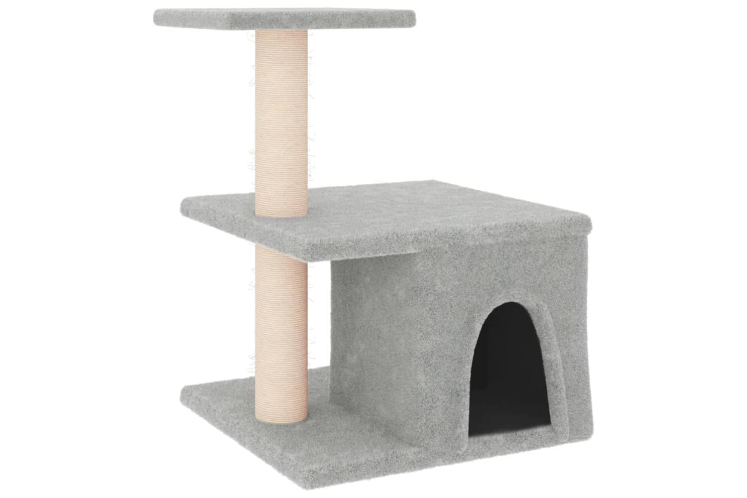 Cat Tree With Sisal Scratching Posts Light Grey 48 Cm-2