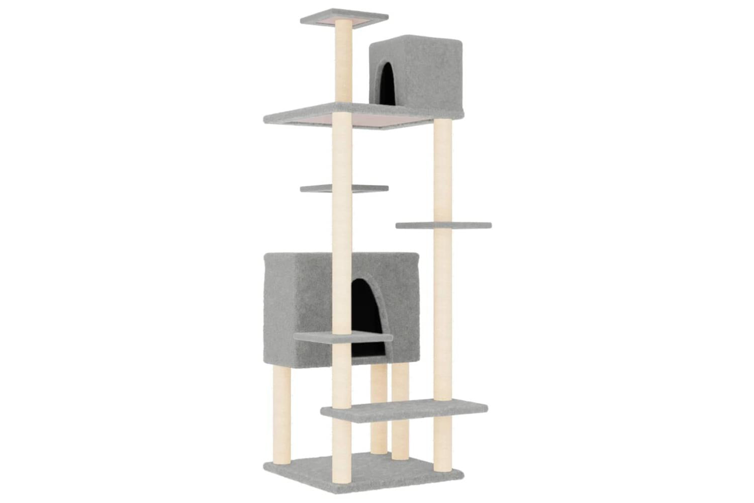Cat Tree With Sisal Scratching Posts Light Grey 154 Cm
