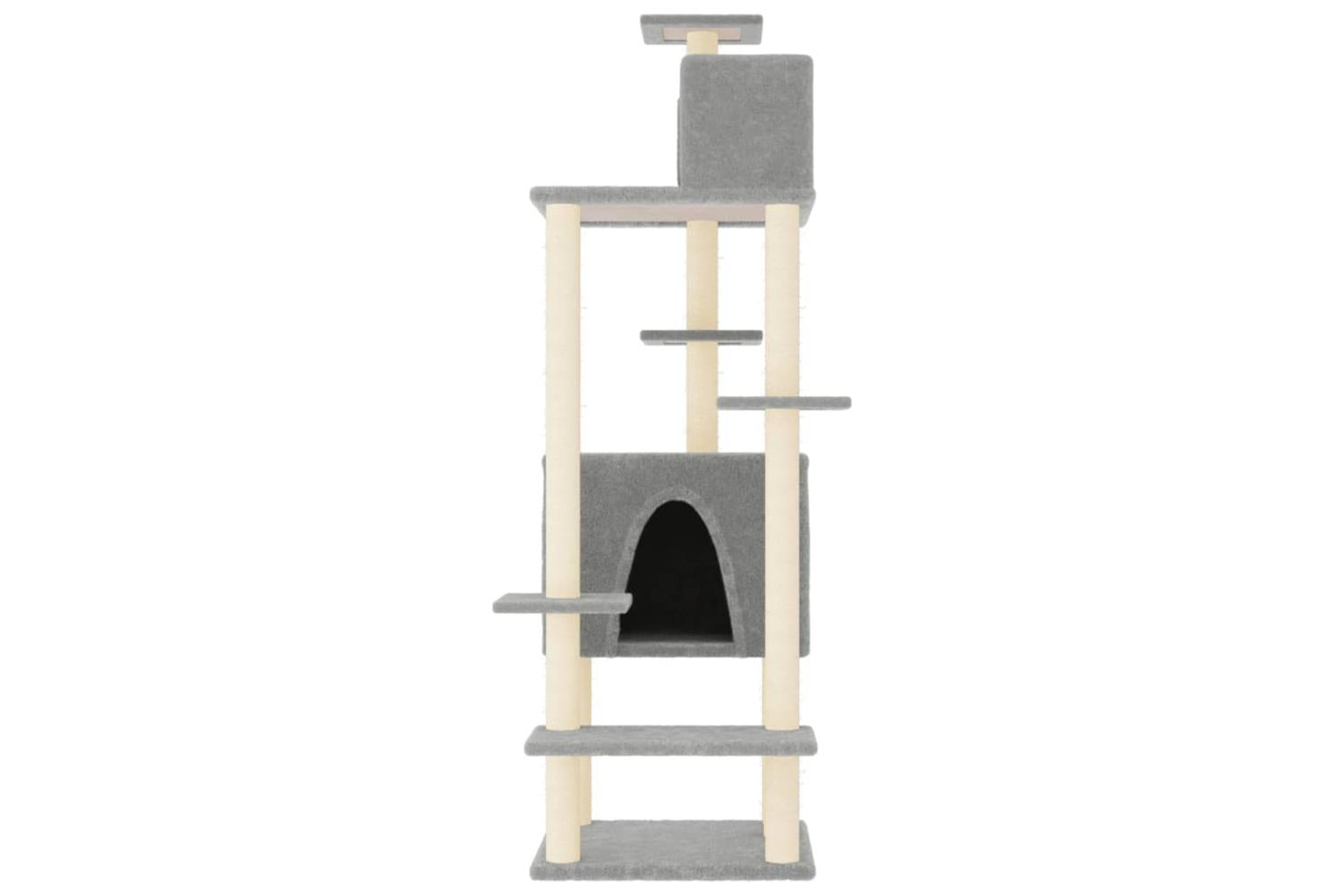 Cat Tree With Sisal Scratching Posts Light Grey 154 Cm-3