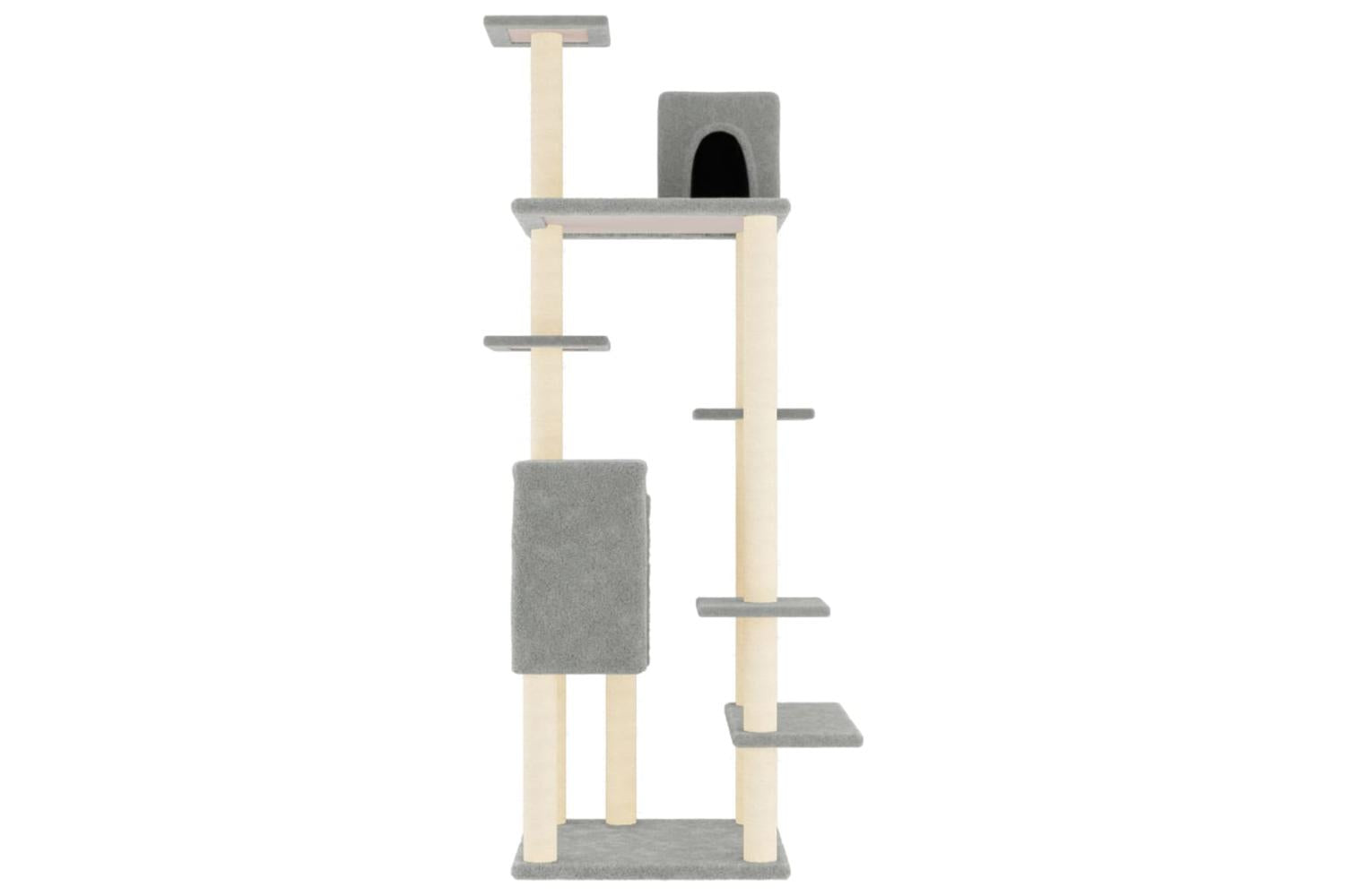 Cat Tree With Sisal Scratching Posts Light Grey 154 Cm-4